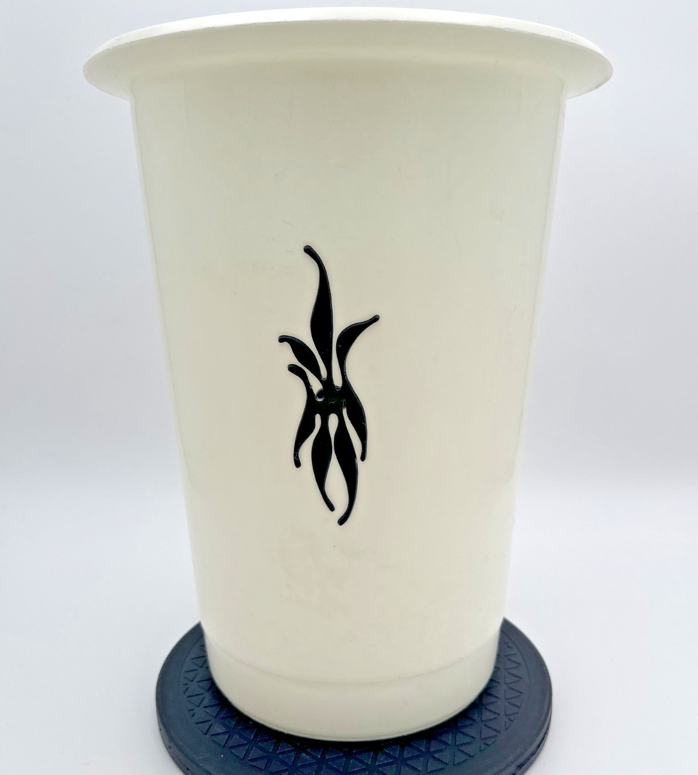 White 1970's Mid Century Modern Trash Bin Loma Industries